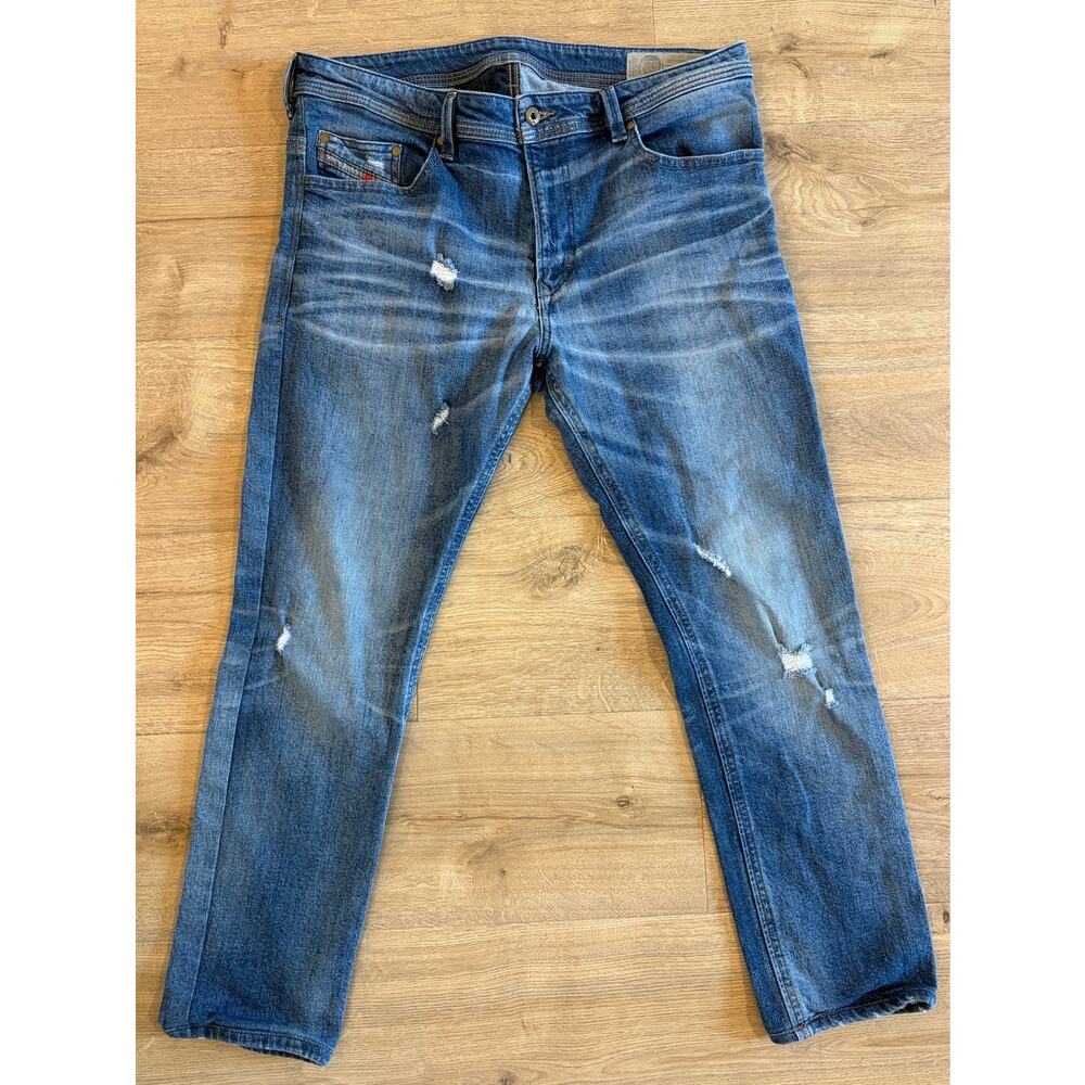Diesel Thavar Slim Skinny Distressed Jeans Mens W36 L32 Medium Wash